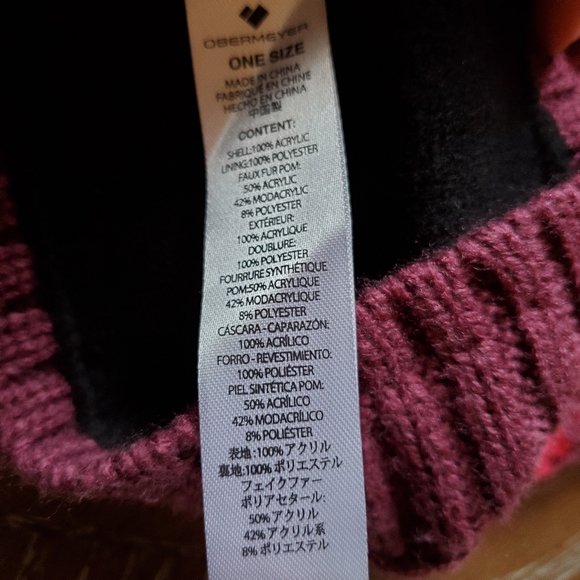 Obermeyer faux fur pom beanie hat pink - Picture 8 of 8